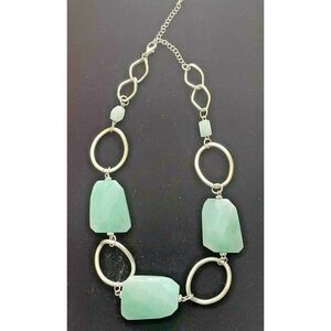 𝅺unbranded Faceted Jadeite Gemstones Necklace Silver Plated Chain 14"-20"